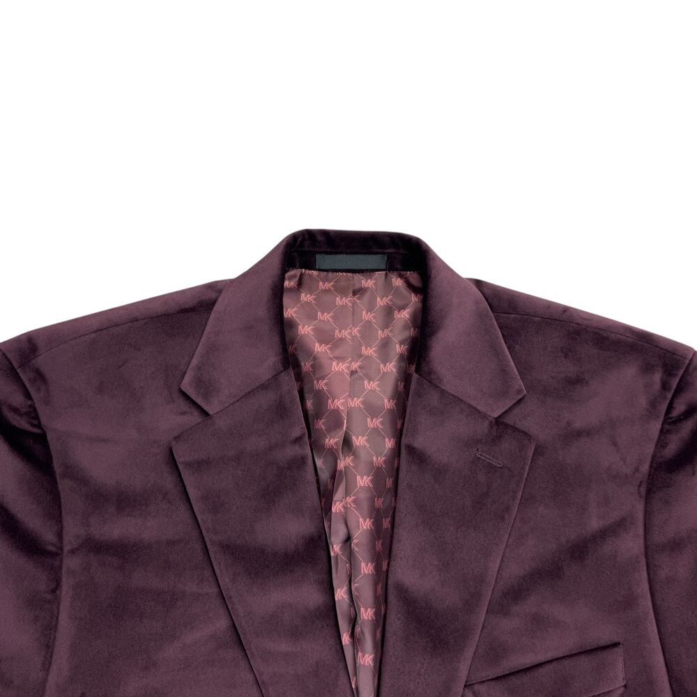 Michael Kors Mens Kent Classic Fit Velvet Sport Coat Burgundy 44R - Picture 2 of 5